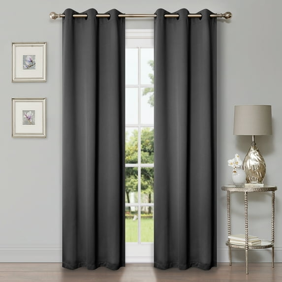 Blackout Solid Curtain Panels, Set of 8, 42" x 108", Grey
