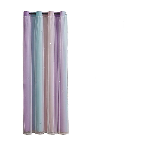 Blackout Starry Sky Curtain Set 2 Panels - Polyester Blackout Curtains with Sheer Layer, Gradient Print, Light Blocking & Heat Insulation, 40x52 Inch, Multiple Color Options