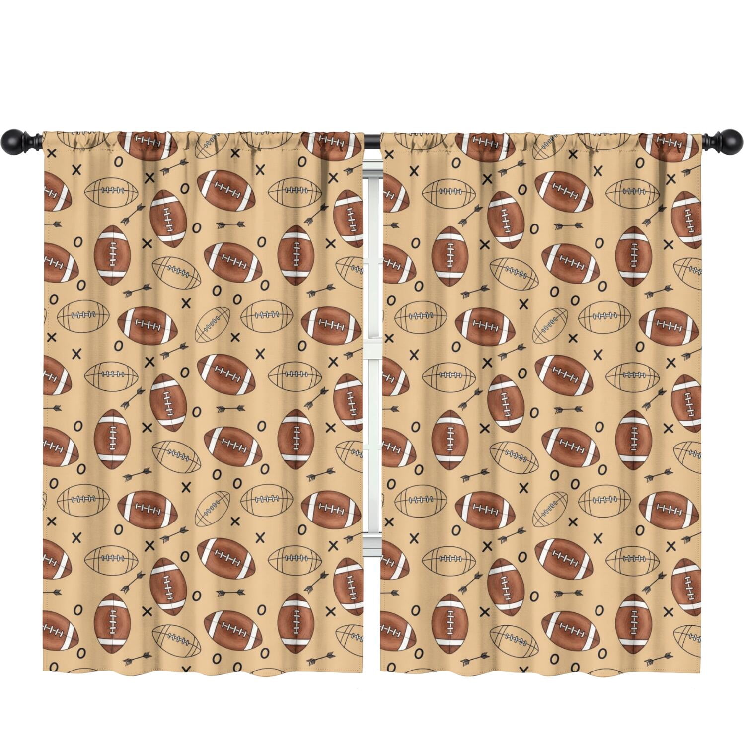 Blackout Teens Curtains,Football Outline Beige Pattern Teens Insulated ...