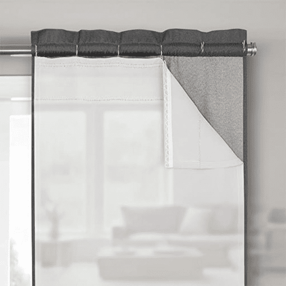 Blackout Thermal Liner for Window Curtains, 2 Panel Set, 27 x 80 Inches, White, Minimalist Solid Design with Drapery Hooks for Light Blocking and Insulation