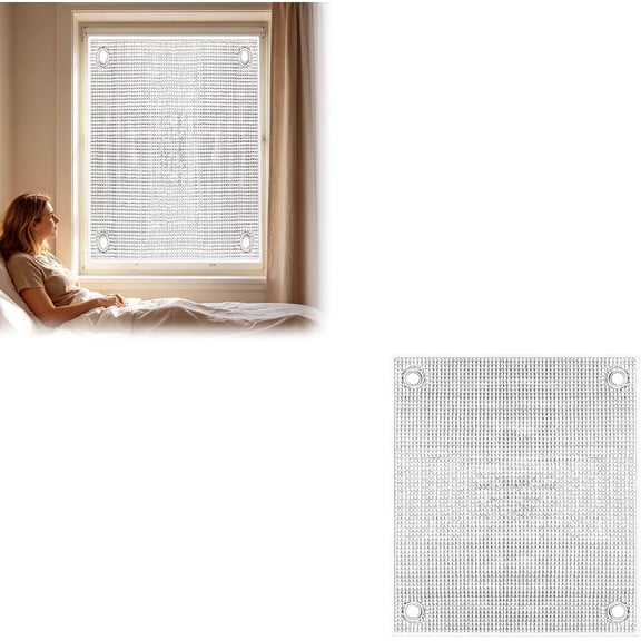 Blackout Thermal PVC Window Film,Reflective Privacy & Heat Control Insulation, Edge Binding with Metal Grommets & Suction Cups for Home & RV(RL 20x40 Inch 1 PC)