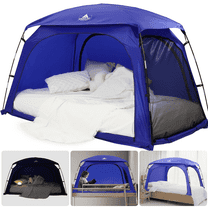 KNOCLOC Twin Bed Tent for Kids Sleeping & Privacy, with Built-in Fan Pocket for Improved Airflow, 70% Light Blocking Sensory Bed Tent for Boys Sleep Independence​, Sleepover,  Roomsharing (Blue)