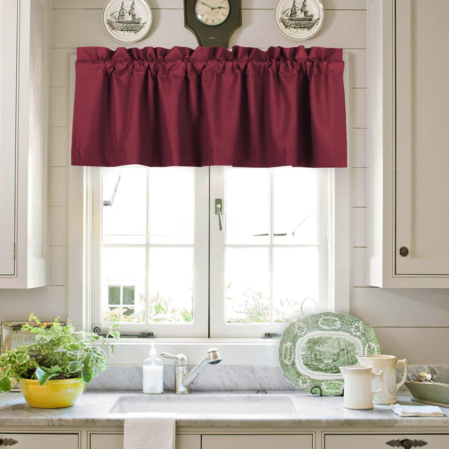 Valea Home Blackout Valance Curtain – 52x18 Inch, Waterproof Rod Pocket Valance For Kitchen, Bathroom, Bedroom – Grey