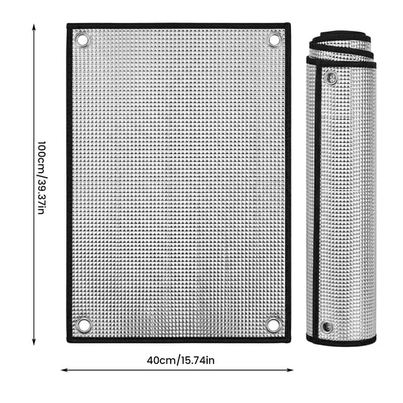 Blackout Window Cover with Suction Cups, Reusable Heat Blocking Foil Insulation Shield for Bedrooms, Office and Rv, Thermal Glass Protection Shade, 16X40 Inches (40X100Cm)
