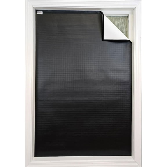 Blackout Window Cover for Total Darkness - Removable, Cut to Size (45"x66"), EZ No Tool Installation with Velcro Brand Tape, for Moms w/Kids, Home Theaters & Night Workers, Black/White Made in USA