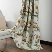 VOGOL Blackout Window Curtains for Patio Sliding Door, Classic Floral Pattern Linen Textured Room Darkening Curtain and Drapes for Bedroom, 2 Panels Set, W52xL9