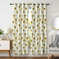 thumbnail image 1 of Blackout Window Curtains White Modern Sunflower Silky Satin Watercolor Yellow Flower Green Leaf Floral Grommet Drape Living Room Bedroom Decor Thermal Insulate(53 inch Wide by 108 inch Long -2 Panels), 1 of 6