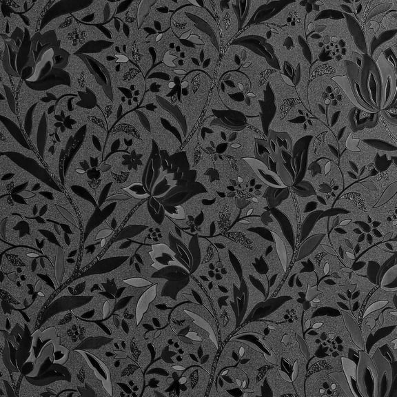 Blackout Window Film,99% Light Blocking Glass Door Film Etched Tulip,Room Darkening Window Cling,No Glue/Heat Control/Anti UV for Day Sleep & High Privacy,17.5In. by 78.7In.