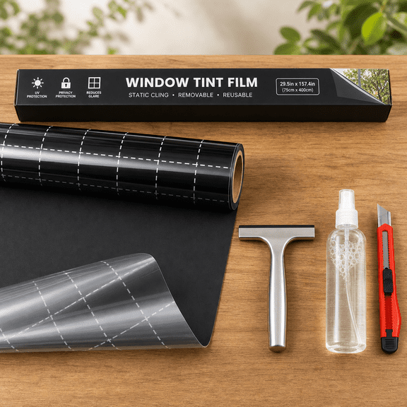Blackout Window Film 17.5 Inch * 157.4 Inch Black Static Cling Home Use