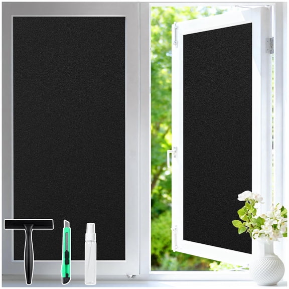 Blackout Window Film 17.5" x 157.4" Black Room Darkening