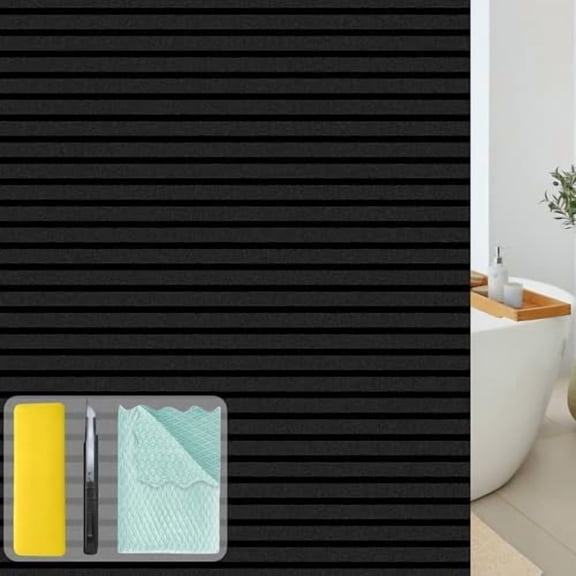 Blackout Window Film with Installation Tools, 100% Light Sun Blocking Static Cling Room Darkening Windows Covering, Removable House Window Tint (Black, 35.4 x 78.7 inch)