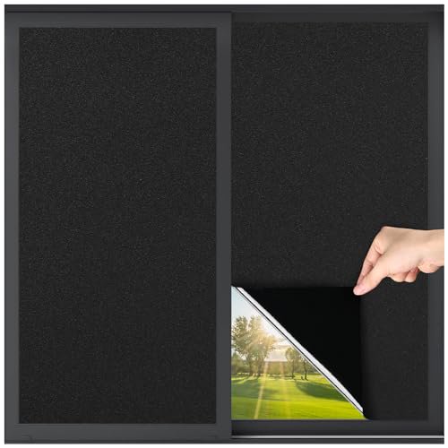 Blackout Window Film,Sun Light Blocking Frosted Privacy Cling for Glass,Darkening Window Tint for Day Sleep Black Out Shades,UV Blocking Static Cling Blackout Cover,17.5" x 78.7"