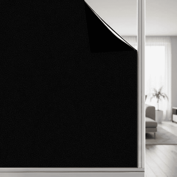 Blackout Window Privacy Film Blocks 100% Light & UV Rays, Static Cling Removable Frosted Tint for Home Office Nursery Rental Rooms