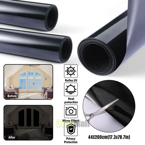 Blackout Window Privacy Film Sun Blocking Uv Protection Static Cling Room Darken
