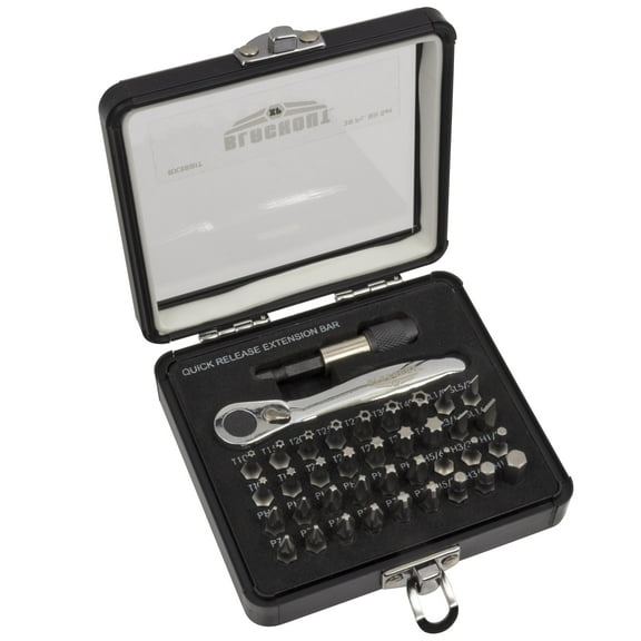 Blackout XP 9726 Mini Ratchet and Bit Set, 1/8-Inch - 1/4-Inch S2 Bits, 5/64-Inch - 1/4-Inch Hex Bits, 38-Piece Silver Chrome