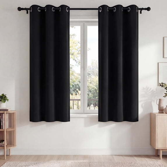 Blackout Curtains, Blackout Curtains Set of 2 for Bedroom Living Room 42x63 in, Thermal Insulated Room Darkening Drapes with Grommet Top, Noise Reduction & Light Blocking