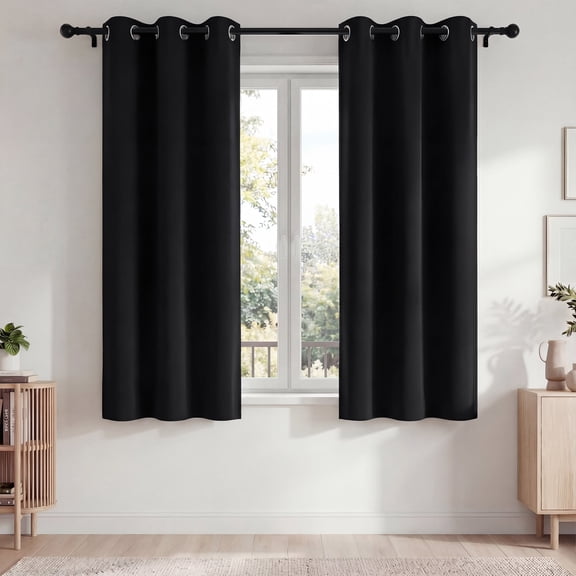 Blackout Curtains, Blackout Curtains Set of 2 for Bedroom Living Room 42x63 in, Thermal Insulated Room Darkening Drapes with Grommet Top, Noise Reduction & Light Blocking