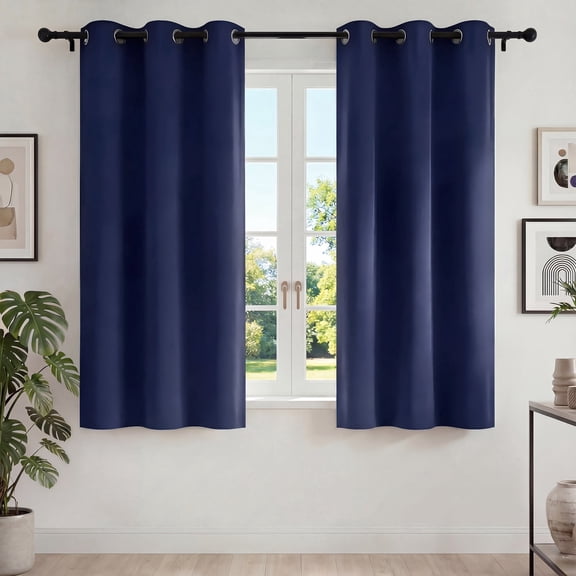 Blackout Curtains, Blackout Curtains Set of 2 for Bedroom Living Room 42x63 in, Thermal Insulated Room Darkening Drapes with Grommet Top, Noise Reduction & Light Blocking, Navy Blue