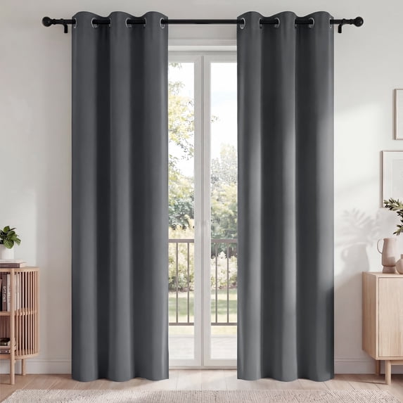 Cshidworld Gray Blackout Curtains Set of 2,Thermal Insulated 42 x 84 Inch Room Darkening Window Drapes with Grommet Top, Noise Reducing Privacy Curtains for Bedroom and Living Room