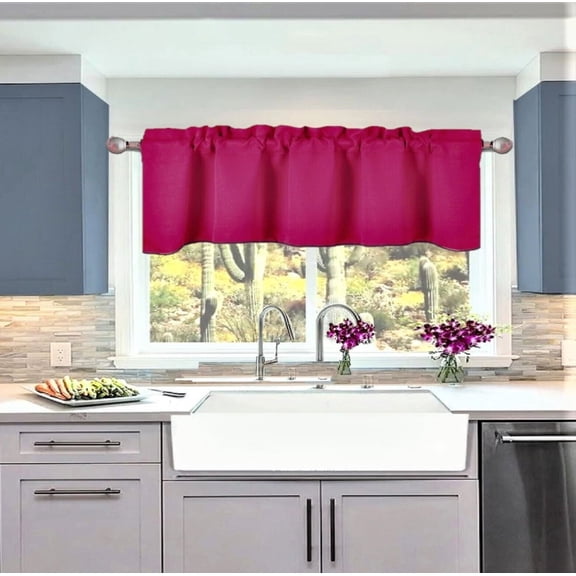 Blackout thermal insulated 1pc TVLO hot pink valance curtain for kitchen, bathroom, bedroom short window rod pocket home decor 54 inch x 18 inch