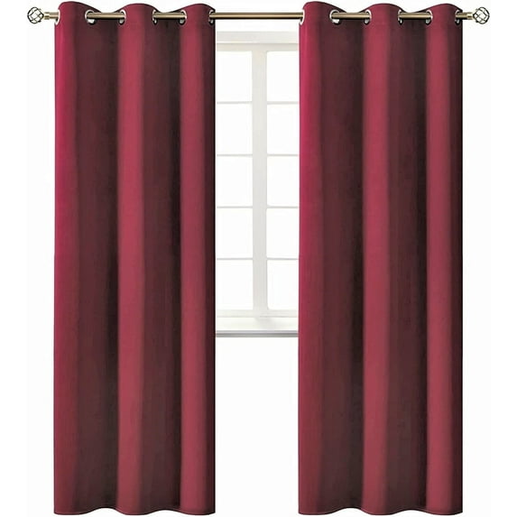 Blackout window curtain for living room / bedroom drapes divider room panel thermal grommet Set of 2 panels , 37 by 84 inch, BURGUNDY color K68