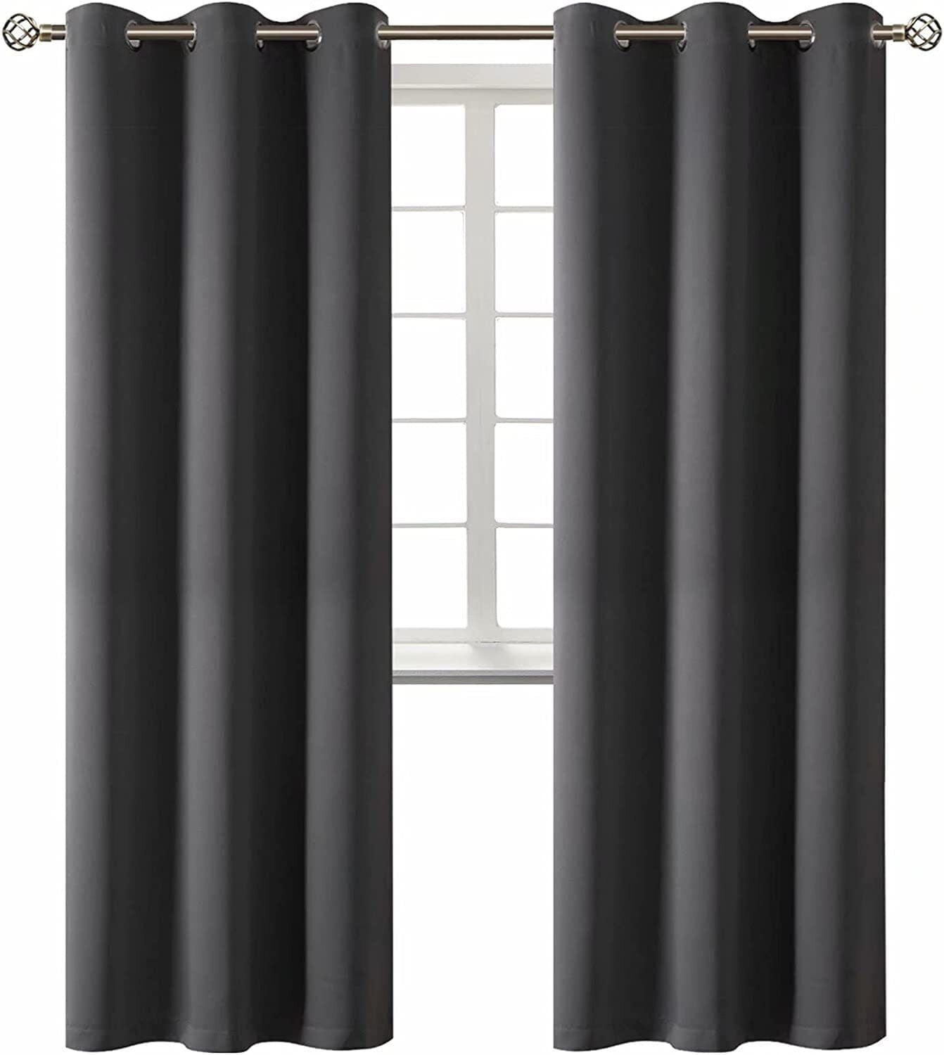 Blackout window curtain for living room / bedroom drapes divider room panel thermal grommet Set of 2 panels , 37 by 84 inch, CHARCOAL color K68