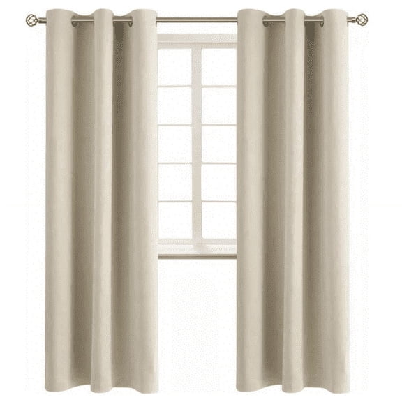 Blackout window curtain for living room / bedroom drapes divider room panel thermal grommet Set of 2 panels , 37 by 84 inch, IVORY color K68