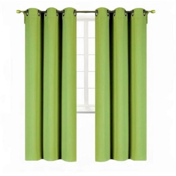 Blackout window curtain for living room / bedroom drapes divider room panel thermal grommet Set of 2 panels , 37 by 84 inch, LIME color