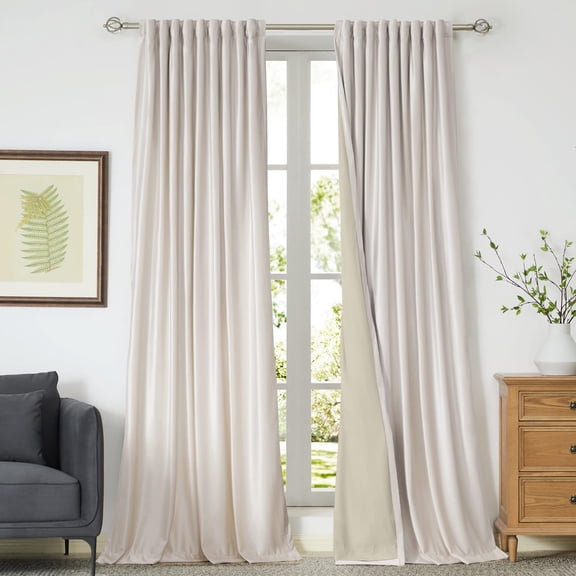 Blackoutcurta120 Inch Long For Living Room Set Of 2 Panels Liner Rod Pocket Tab Thermal Window Drapes Darkening Heavy Decorative Bedroom