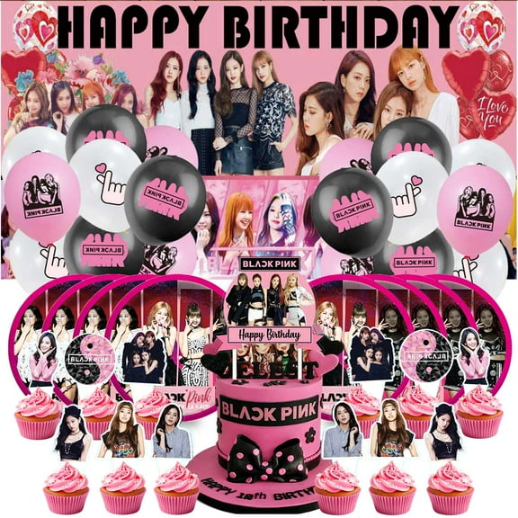 Blackpink Birthday Party Supplies Balloons Paper Plates Decoration Cake Topper Decor Tableware Banner Backdrop