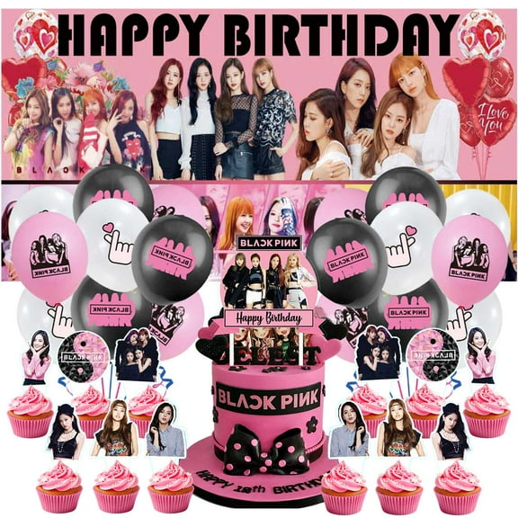 Blackpink Party Supplies Latex Balloons Decor Banner Backdrop Kit Birthday Decorations