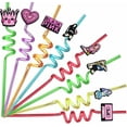 thumbnail image 1 of Blackpink Party Favors Drinking Straws Reusable Plastic Beverages Birthday Supplies Decoration 8pcs, 1 of 8
