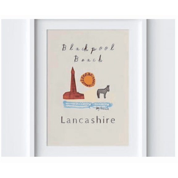 Blackpool Beach Poster Blackpool Tower Seaside Travel Poster British Coast Wall Art Modern Coastal Instant