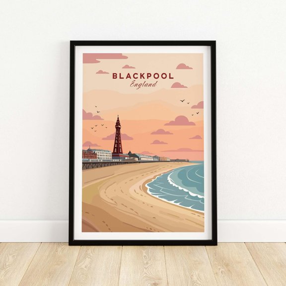 Blackpool Coast Print England Travel Poster Framed or Unframed