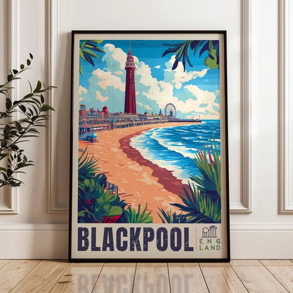 Blackpool Travel England Illustration Art Print