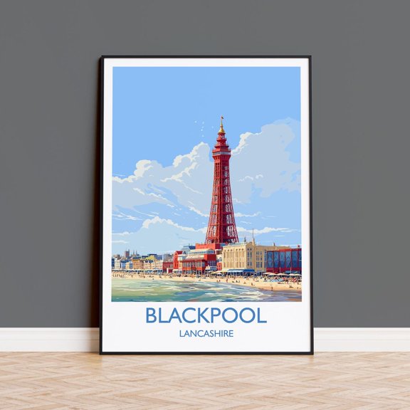 Blackpool Travel Wall Art Travel Print Of Blackpool England Lancashire Seaside Art Lovers Gift Travel Art Gift