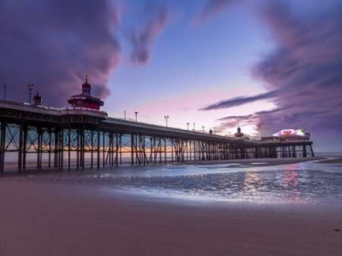 Blackpool sea shore with jetty Canvas Art - Assaf Frank (18 x 24)