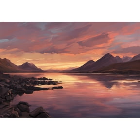 Blackrock Landscape at Sunset Acrylic Painting - 12" x 18" Art Print Wall Decor