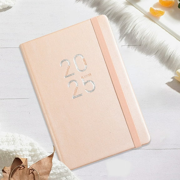 Latrodar 2025 English Planner Imitation Leather Creative ency Manual Notebook Pink 8.4x6 Inch Home Essentials