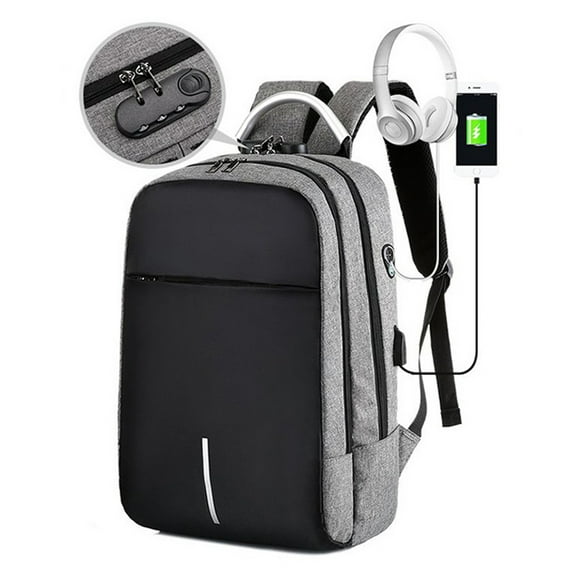 Latrodar Business Backpack, Bag For Travel Flight Fits 15.6 Inch Laptop With USB Charging Port Gray Creative 11.6x1.2 Inch