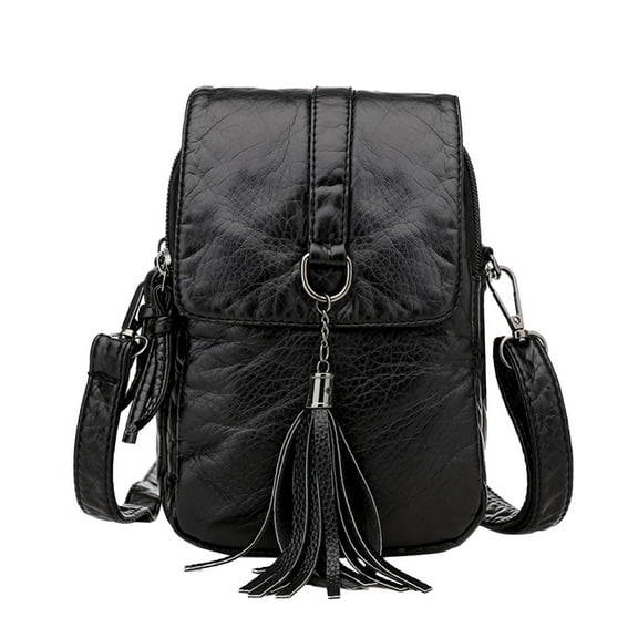 Latrodar Small Satchel Phone Wallet, Mini Satchel Shoulder Wallet With Credit Card Slot Black Durable 8.4x0.8 Inch