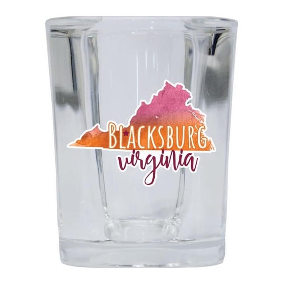 Blacksburg Virginia Design B Souvenir 2 oz Square Shot Glass Clear