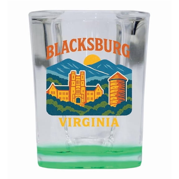 Blacksburg Virginia Vintage Design Souvenir 2 oz Square Shot Glass – Green