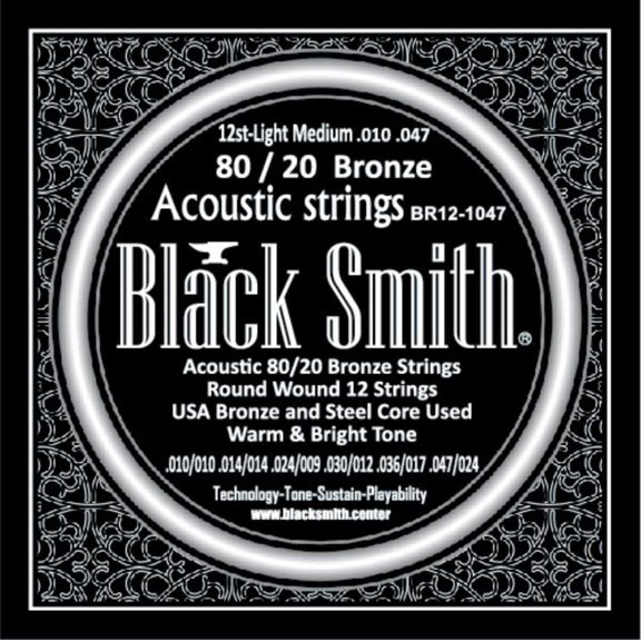 Blacksmith 12 String Non Coated Acoustic Guitar Strings - Light Medium 010 - 047