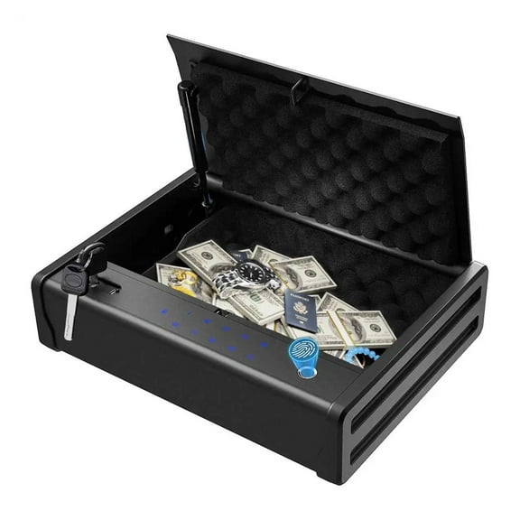 Blacksmith 13.54" x 10.35"Safe Storage Safe Desktop Hidden Drawer Safe Cash Box Fingerprint Password Lock ,Maximum Protection