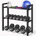 thumbnail image 1 of Dumbbell Rack,Blacksmith 3 Tier Adjustable Heavy-Duty Weight Rack for Dumbbell,Kettlebells, Multiple Balls,330 lb Total Capacity,Black, 1 of 7