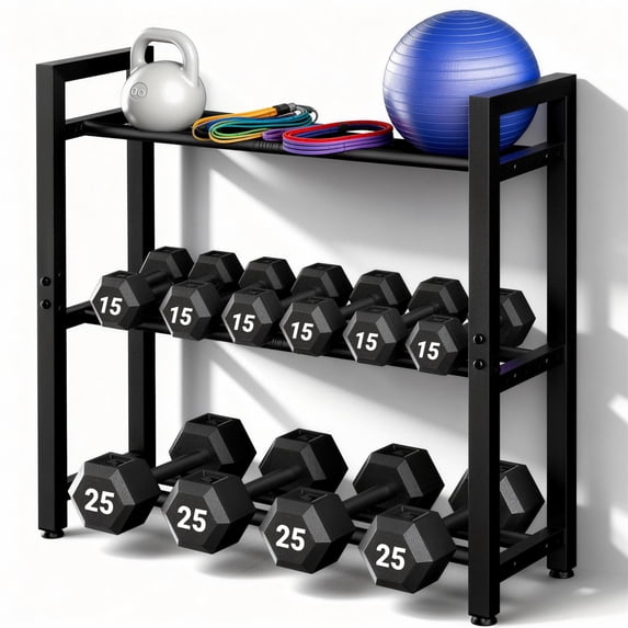 Dumbbell Rack,Blacksmith 3 Tier Adjustable Heavy-Duty Weight Rack for Dumbbell,Kettlebells, Multiple Balls,330 lb Total Capacity,Black