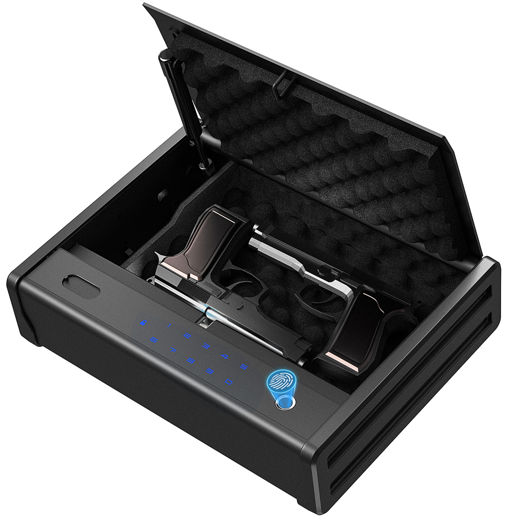 Small Handgun Lock Box Biometric Gun Safe For Car & Nightstand - Quick ...