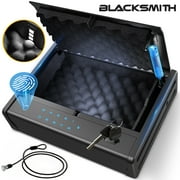 Blacksmith Biometric Gun Safe for Pistols with Fingerprint Hidden Digital Keypad Key Unlock Quick Access Pistol Handgun Safes Alloy Steel Construction Security Gun Lock Box for Home Car Nightstand