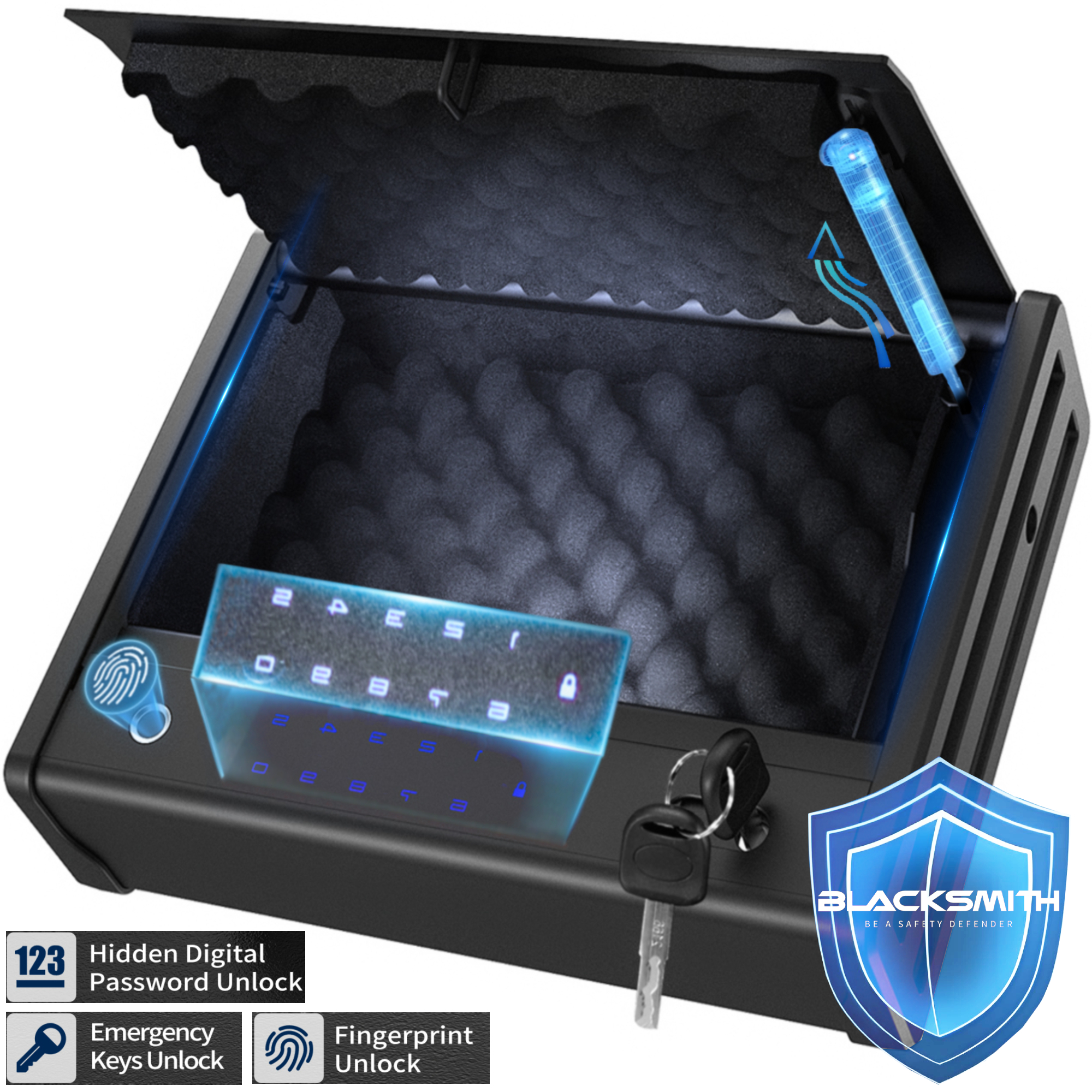 Sentinel 10 Gun Security with Key Lock, Black, 53" x 17.25" x